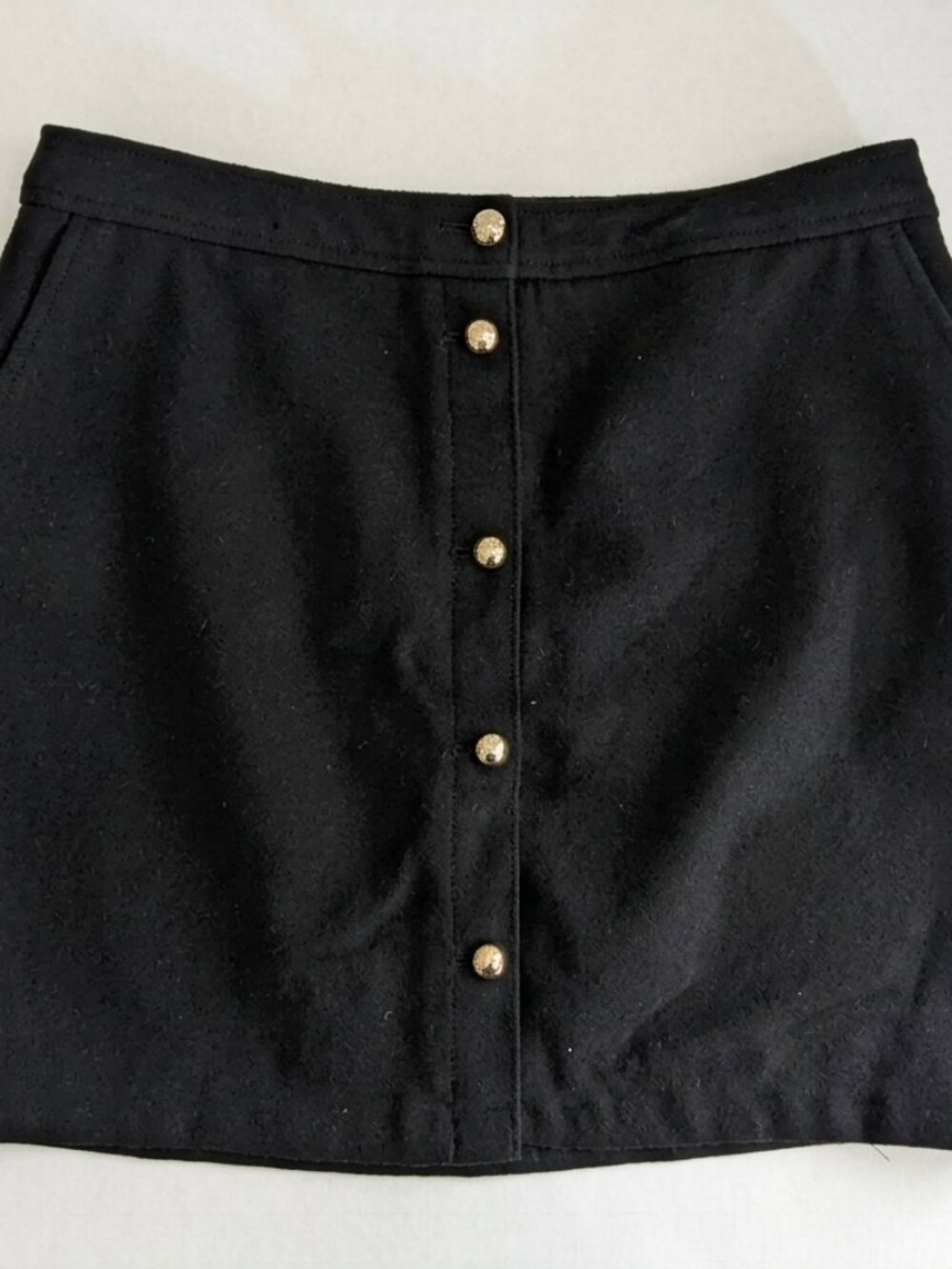 LOFT Wooly Button Pocket Skirt NWT Winter Academia Preppy- 12 - Black